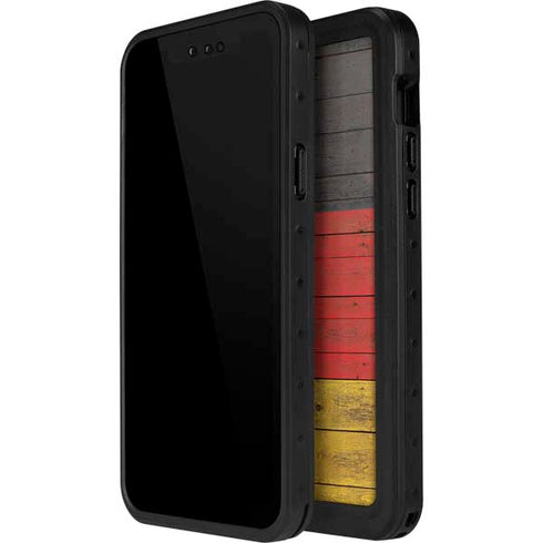 German Flag Dark Wood iPhone 15 Pro Waterproof Case